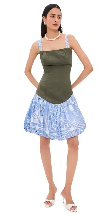 Busayo Dupe Bubble Dress Green & Blue | Thumbnail 1 Busayo Dupe Bubble Dress Green & Blue | Thumbnail 1