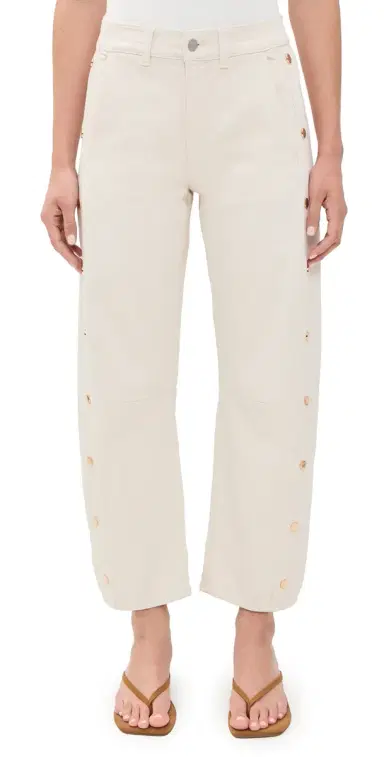 LE JEAN Studded Frankie Barrel Jeans Bone | Thumbnail 1 LE JEAN Studded Frankie Barrel Jeans Bone | Thumbnail 1
