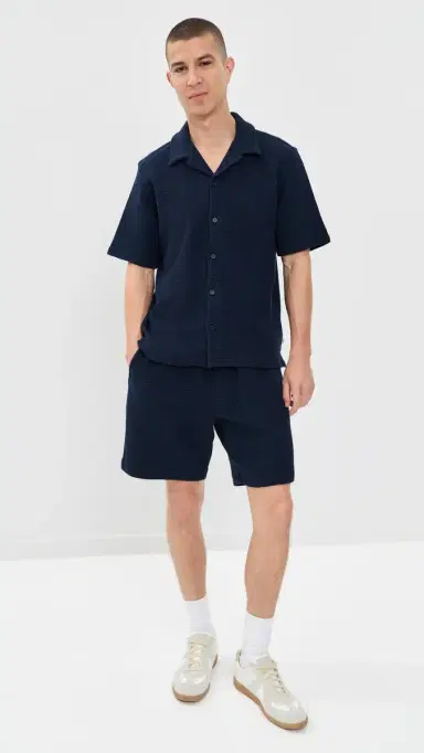 Wax London Clayland Textured Interlock Shirt Navy | Thumbnail 5 Wax London Clayland Textured Interlock Shirt Navy | Thumbnail 5