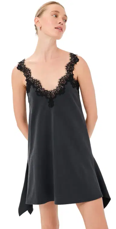 Stella McCartney Lace Mix Washed Jersey Dress Washed Black | Thumbnail 1 Stella McCartney Lace Mix Washed Jersey Dress Washed Black | Thumbnail 1