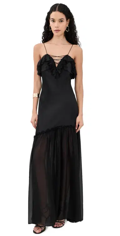 Ulla Johnson Elaria Silk Gown Noir | Thumbnail 1 Ulla Johnson Elaria Silk Gown Noir | Thumbnail 1