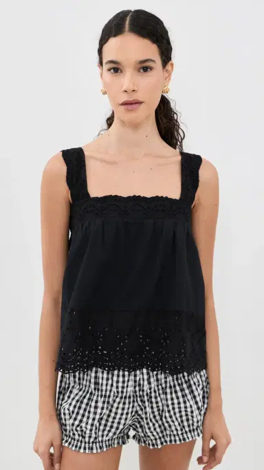 Playa Lucila Eyelet Tank Black | Thumbnail 2 Playa Lucila Eyelet Tank Black | Thumbnail 2