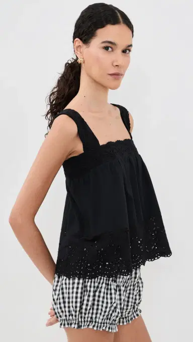 Playa Lucila Eyelet Tank Black | Thumbnail 4 Playa Lucila Eyelet Tank Black | Thumbnail 4