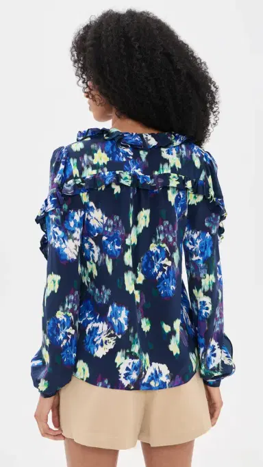 Ulla Johnson Marguerite Silk Blouse Evening Bloom | Thumbnail 3 Ulla Johnson Marguerite Silk Blouse Evening Bloom | Thumbnail 3