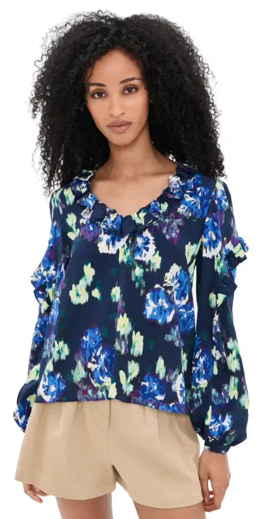 Ulla Johnson Marguerite Silk Blouse Evening Bloom | Thumbnail 1 Ulla Johnson Marguerite Silk Blouse Evening Bloom | Thumbnail 1