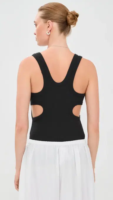 Tibi Ribbed T Racerback Tank Black M | Thumbnail 4 Tibi Ribbed T Racerback Tank Black M | Thumbnail 4
