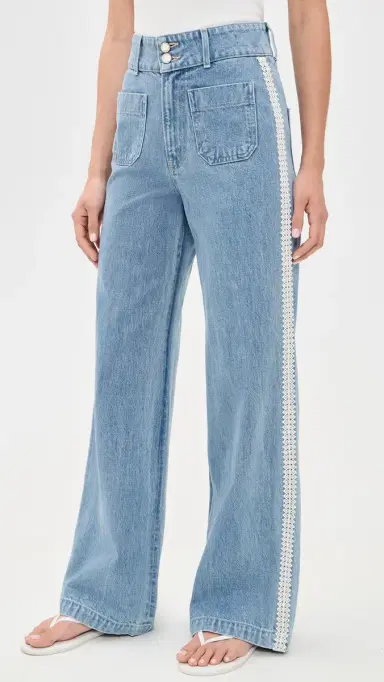 Veronica Beard Jean Taylor High Rise Wide Leg Jeans Halo Blue | Thumbnail 2 Veronica Beard Jean Taylor High Rise Wide Leg Jeans Halo Blue | Thumbnail 2