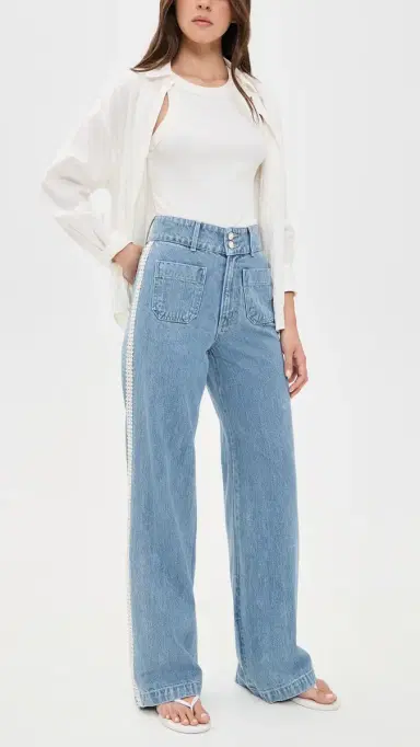 Veronica Beard Jean Taylor High Rise Wide Leg Jeans Halo Blue | Thumbnail 5 Veronica Beard Jean Taylor High Rise Wide Leg Jeans Halo Blue | Thumbnail 5