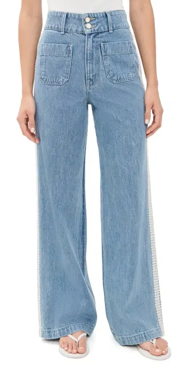 Veronica Beard Jean Taylor High Rise Wide Leg Jeans Halo Blue | Thumbnail 1 Veronica Beard Jean Taylor High Rise Wide Leg Jeans Halo Blue | Thumbnail 1