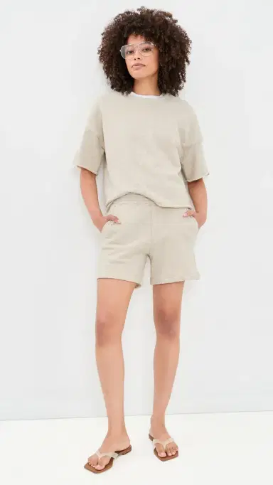 perfectwhitetee Bari French Terry Shorts Oatmeal (cour) | Thumbnail 5 perfectwhitetee Bari French Terry Shorts Oatmeal (cour) | Thumbnail 5