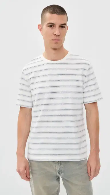 Wax London titch tripe Dean Tee Ecru/Blue | Thumbnail 2 Wax London titch tripe Dean Tee Ecru/Blue | Thumbnail 2