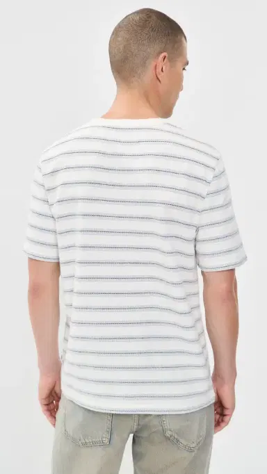 Wax London titch tripe Dean Tee Ecru/Blue | Thumbnail 3 Wax London titch tripe Dean Tee Ecru/Blue | Thumbnail 3