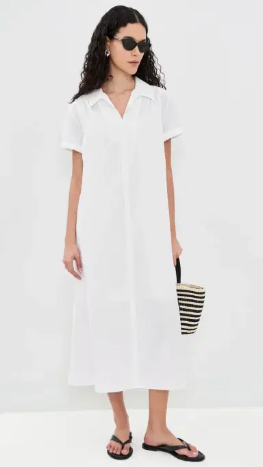 Theory Gathered Easy olo Dress white - 100 | Thumbnail 5 Theory Gathered Easy olo Dress white - 100 | Thumbnail 5
