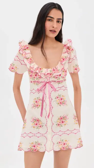 For Love & Lemons Scarlett Mini Dress Cream | Thumbnail 2 For Love & Lemons Scarlett Mini Dress Cream | Thumbnail 2