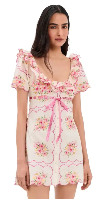 For Love & Lemons Scarlett Mini Dress Cream | Thumbnail 1 For Love & Lemons Scarlett Mini Dress Cream | Thumbnail 1