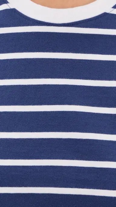 Madewell The Perfect Crewneck Baby Tee in Allday Jersey Matte tripe Cool Navy | Thumbnail 6 Madewell The Perfect Crewneck Baby Tee in Allday Jersey Matte tripe Cool Navy | Thumbnail 6