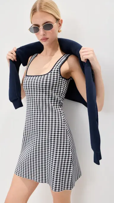 LE BOP Gingham Knit ini Dress idnight/White | Thumbnail 2 LE BOP Gingham Knit ini Dress idnight/White | Thumbnail 2