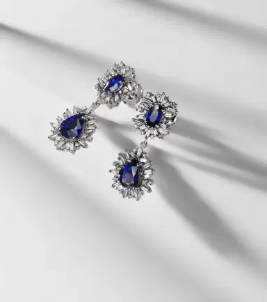 Suzanne Kalan Doublet 18kt white gold drop earrings with sapphires and diamonds | Thumbnail 5 Suzanne Kalan Doublet 18kt white gold drop earrings with sapphires and diamonds | Thumbnail 5