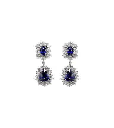 Suzanne Kalan Doublet 18kt white gold drop earrings with sapphires and diamonds | Thumbnail 1 Suzanne Kalan Doublet 18kt white gold drop earrings with sapphires and diamonds | Thumbnail 1