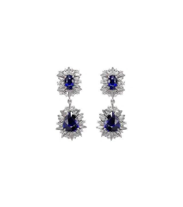 Doublet 18kt white gold drop earrings with sapphires and diamonds Doublet 18kt white gold drop earrings with sapphires and diamonds