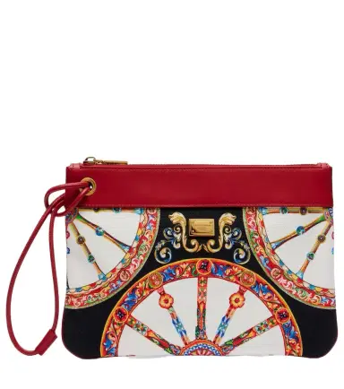 Dolce & Gabbana Small printed leather-trimmed canvas pouch | Thumbnail 1 Dolce & Gabbana Small printed leather-trimmed canvas pouch | Thumbnail 1