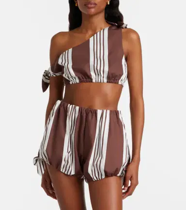 Posse Rosie asymmetric striped cotton crop top | Thumbnail 3 Posse Rosie asymmetric striped cotton crop top | Thumbnail 3