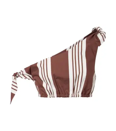 Posse Rosie asymmetric striped cotton crop top | Thumbnail 1 Posse Rosie asymmetric striped cotton crop top | Thumbnail 1
