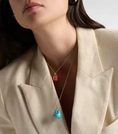 Yvonne Léon Yvonne Léon Pendentif L'océan 9kt gold necklace with turquoise, diamonds, and gemstones | Thumbnail 3 Yvonne Léon Yvonne Léon Pendentif L'océan 9kt gold necklace with turquoise, diamonds, and gemstones | Thumbnail 3