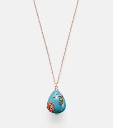 Yvonne Léon Yvonne Léon Pendentif L'océan 9kt gold necklace with turquoise, diamonds, and gemstones | Thumbnail 4 Yvonne Léon Yvonne Léon Pendentif L'océan 9kt gold necklace with turquoise, diamonds, and gemstones | Thumbnail 4