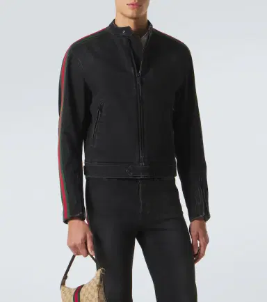Gucci Web Stripe denim biker jacket | Thumbnail 2 Gucci Web Stripe denim biker jacket | Thumbnail 2