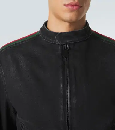 Gucci Web Stripe denim biker jacket | Thumbnail 3 Gucci Web Stripe denim biker jacket | Thumbnail 3
