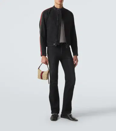 Gucci Web Stripe denim biker jacket | Thumbnail 4 Gucci Web Stripe denim biker jacket | Thumbnail 4