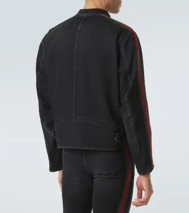 Gucci Web Stripe denim biker jacket | Thumbnail 5 Gucci Web Stripe denim biker jacket | Thumbnail 5