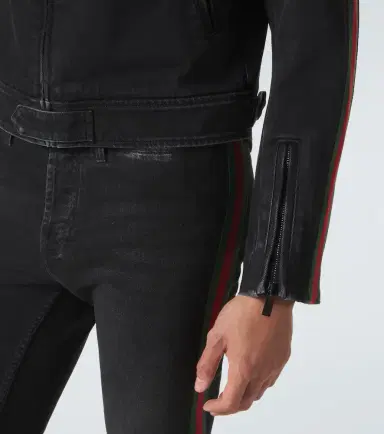 Gucci Web Stripe denim biker jacket | Thumbnail 6 Gucci Web Stripe denim biker jacket | Thumbnail 6
