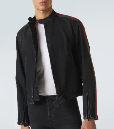 Gucci Web Stripe denim biker jacket | Thumbnail 7 Gucci Web Stripe denim biker jacket | Thumbnail 7