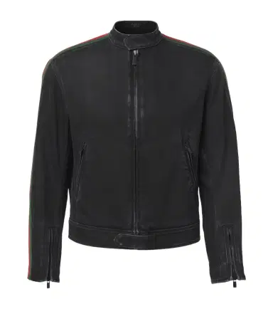 Gucci Web Stripe denim biker jacket | Thumbnail 1 Gucci Web Stripe denim biker jacket | Thumbnail 1
