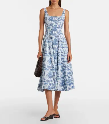 Staud Wells floral cotton poplin midi dress | Thumbnail 3 Staud Wells floral cotton poplin midi dress | Thumbnail 3