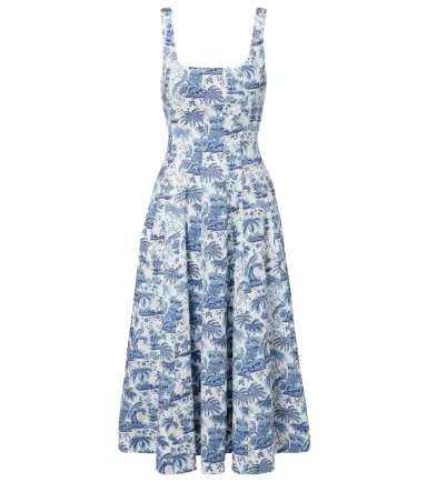 Staud Wells floral cotton poplin midi dress | Thumbnail 1 Staud Wells floral cotton poplin midi dress | Thumbnail 1
