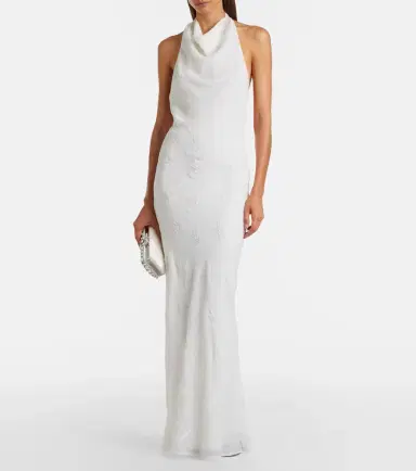 Staud Roselle beaded halterneck organza maxi dress | Thumbnail 4 Staud Roselle beaded halterneck organza maxi dress | Thumbnail 4