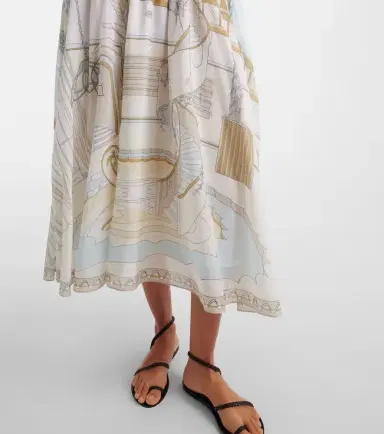 Tory Burch Printed shirred silk and cotton midi dress | Thumbnail 2 Tory Burch Printed shirred silk and cotton midi dress | Thumbnail 2