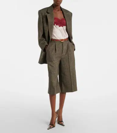 Saint Laurent Herringbone wool-blend Bermuda shorts | Thumbnail 4 Saint Laurent Herringbone wool-blend Bermuda shorts | Thumbnail 4
