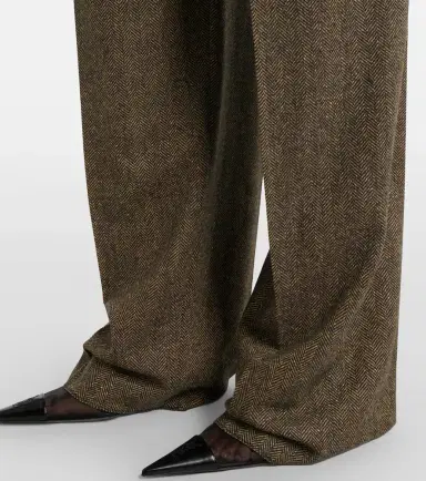 Saint Laurent Herringbone wool-blend wide-leg pants | Thumbnail 2 Saint Laurent Herringbone wool-blend wide-leg pants | Thumbnail 2
