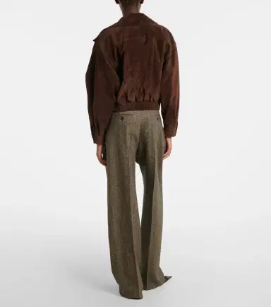 Saint Laurent Herringbone wool-blend wide-leg pants | Thumbnail 3 Saint Laurent Herringbone wool-blend wide-leg pants | Thumbnail 3