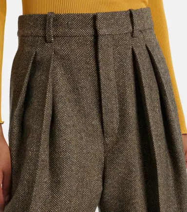 Saint Laurent Herringbone wool-blend wide-leg pants | Thumbnail 4 Saint Laurent Herringbone wool-blend wide-leg pants | Thumbnail 4