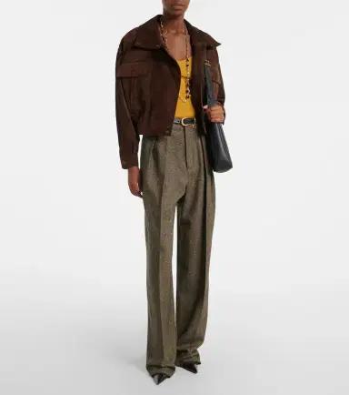 Saint Laurent Herringbone wool-blend wide-leg pants | Thumbnail 5 Saint Laurent Herringbone wool-blend wide-leg pants | Thumbnail 5