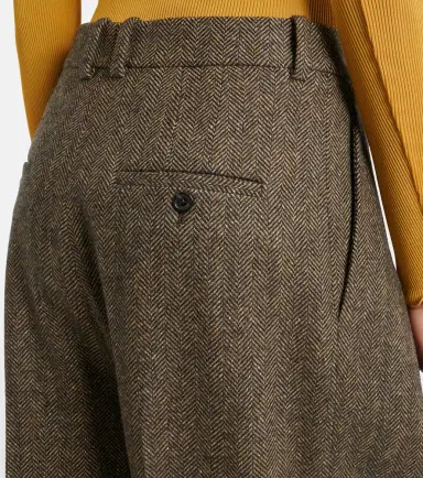 Saint Laurent Herringbone wool-blend wide-leg pants | Thumbnail 6 Saint Laurent Herringbone wool-blend wide-leg pants | Thumbnail 6