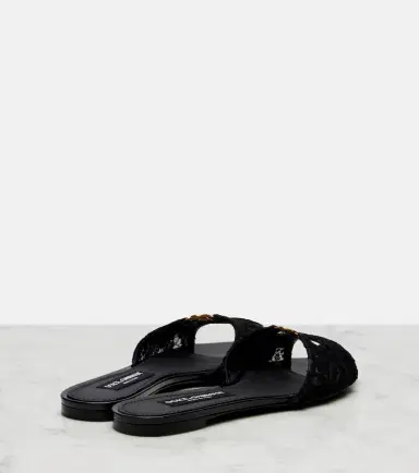 Dolce & Gabbana DG leather-trimmed lace slides | Thumbnail 2 Dolce & Gabbana DG leather-trimmed lace slides | Thumbnail 2