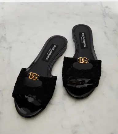 Dolce & Gabbana DG leather-trimmed lace slides | Thumbnail 3 Dolce & Gabbana DG leather-trimmed lace slides | Thumbnail 3