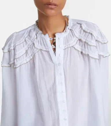 Marant Étoile Christa ruffled cotton-blend blouse | Thumbnail 2 Marant Étoile Christa ruffled cotton-blend blouse | Thumbnail 2