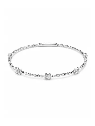 Wish Fine Jewelry 0.56ct Diamond 14K Gold Stationed Flower Flexible Bangle Bracelet | Thumbnail 1 Wish Fine Jewelry 0.56ct Diamond 14K Gold Stationed Flower Flexible Bangle Bracelet | Thumbnail 1